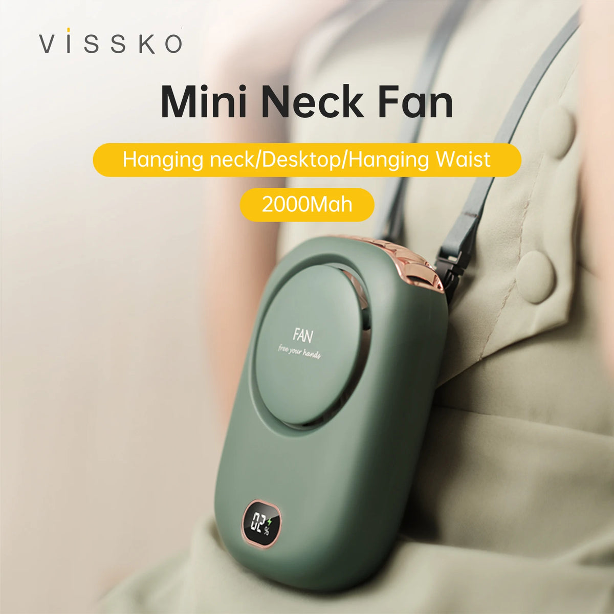 Portable Hanging Neck Fan – Bladeless USB Rechargeable for Sports and Travel