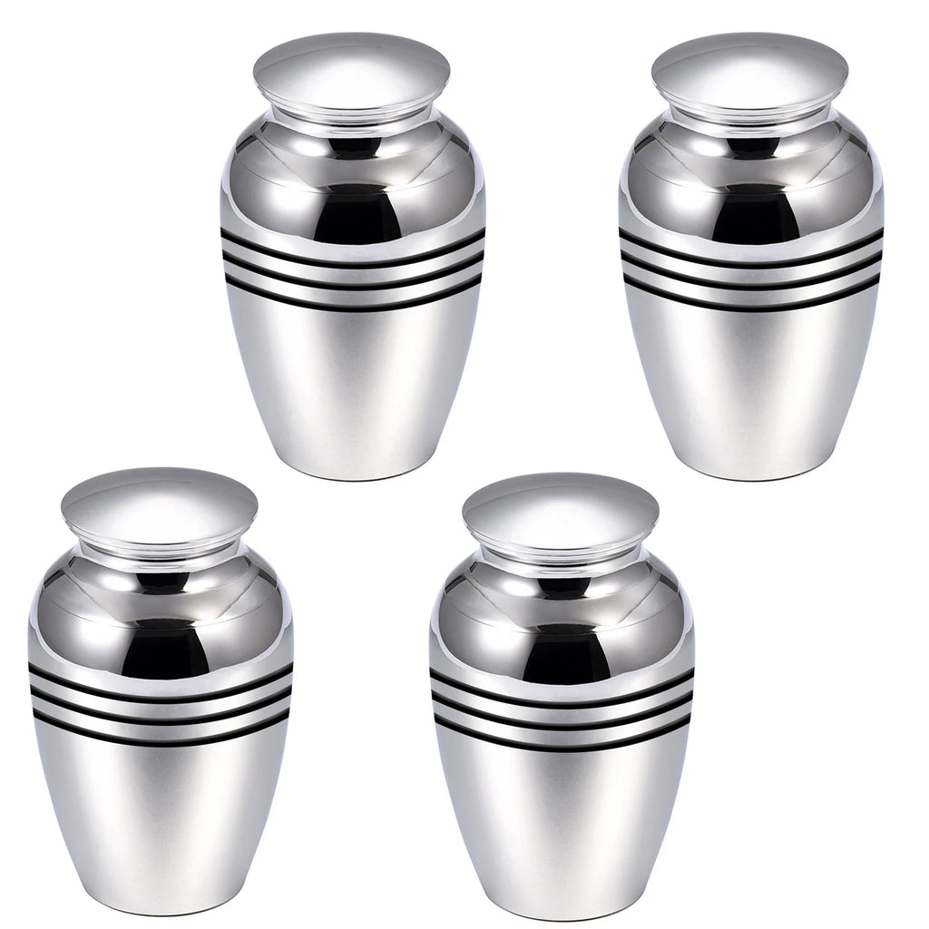 Mini Metal Keepsake Urns – Silver Cremation Vessels for Human or Pet Ashes