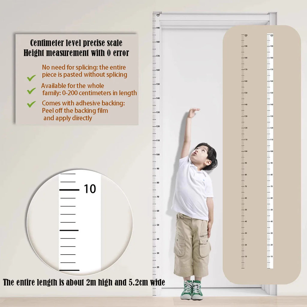 Self-Adhesive Height Growth Chart – 0-200cm Wall Sticker for Kids Bedroom