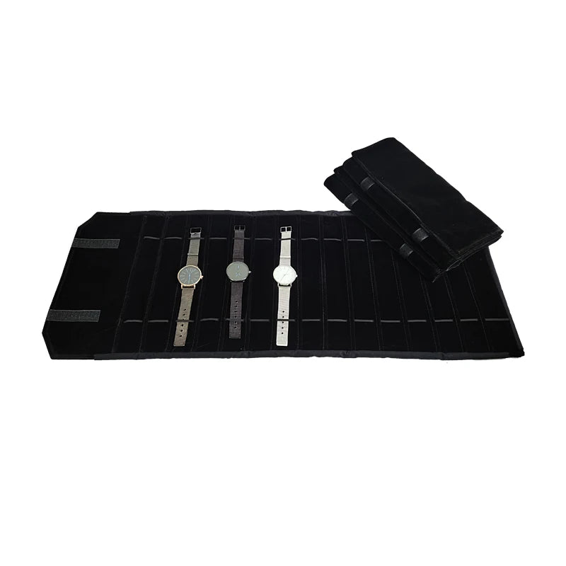 Velvet Watch Roll Bag – Portable Jewelry Organizer for Travel Storage
