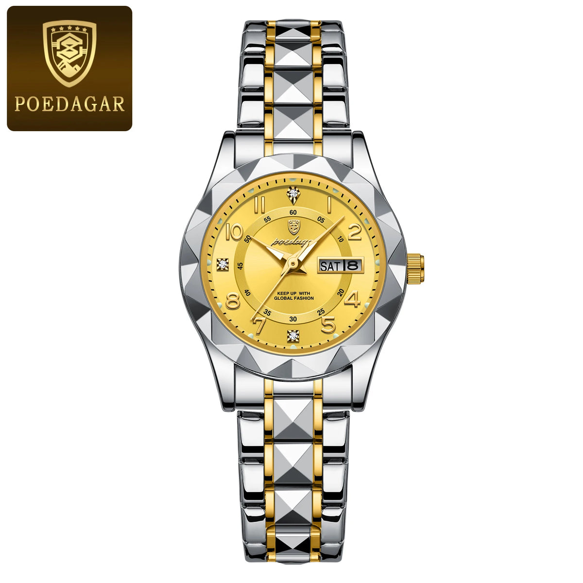 POEDAGAR Quartz Women's Watch – Stainless Steel Waterproof Date for Dress
