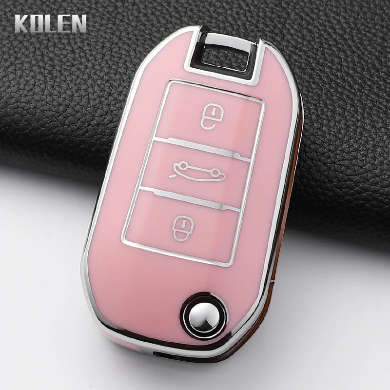 TPU Car Key Case Cover – Protective Keychain for Peugeot and Citroen Models