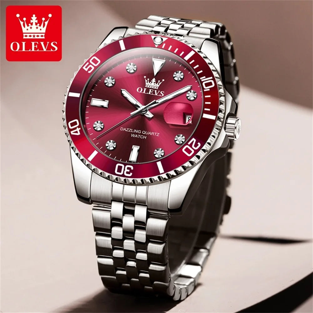 Stainless Steel Quartz Watch – Luminous Calendar Wristwatch for Business Men