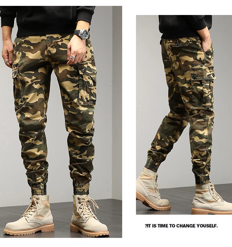 Mens Cotton Camouflage Cargo Pants – Outdoor Trousers for Hiking Workwear