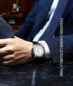 OLEVS Quartz Wristwatch – Leather Strap Classic Date for Men's Business