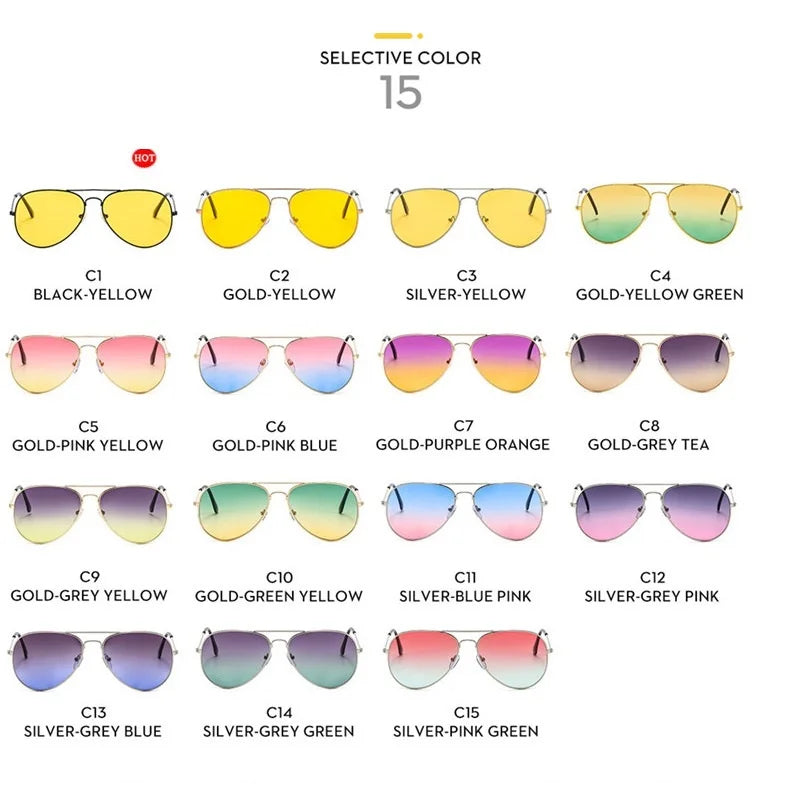 Double Bridge Aviator Sunglasses – Alloy Frame Gradient Lenses for Unisex Fashion