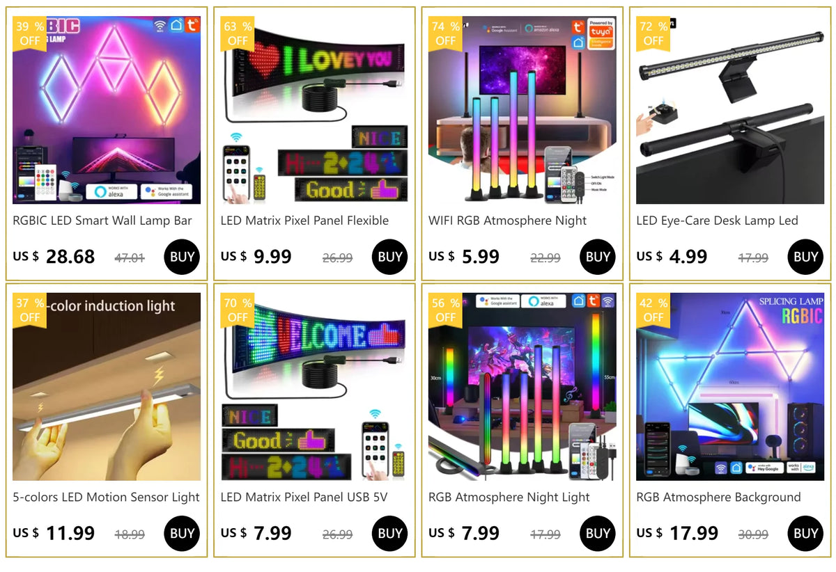 RGB LED Light Bar – Music Rhythm Sensing Desktop Lamp for Gaming Decor