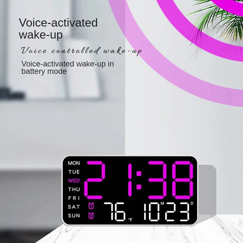 LED Digital Wall Clock – Temperature and Date Display for Home Office