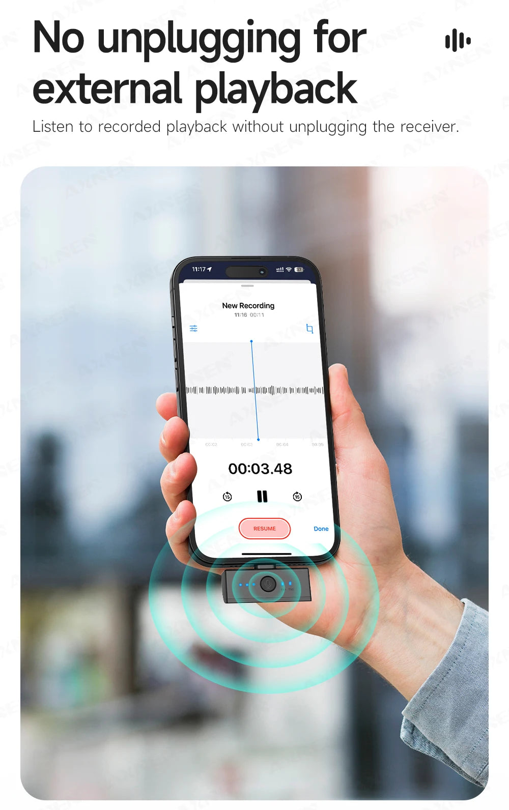 Wireless Lavalier Microphone – ENC Noise Cancelling for iPhone and Android