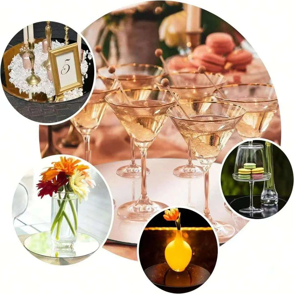 Acrylic Round Mirror Trays – 8 Inch Circle Candle Plates for Wedding Decor