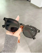 Vintage Rivet Oval Sunglasses – Leopard Anti Blue Light Frames for Men and Women