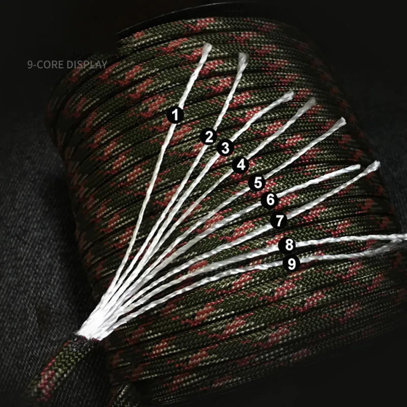 9-Core Paracord Rope – 4mm Military Standard for Outdoor Survival