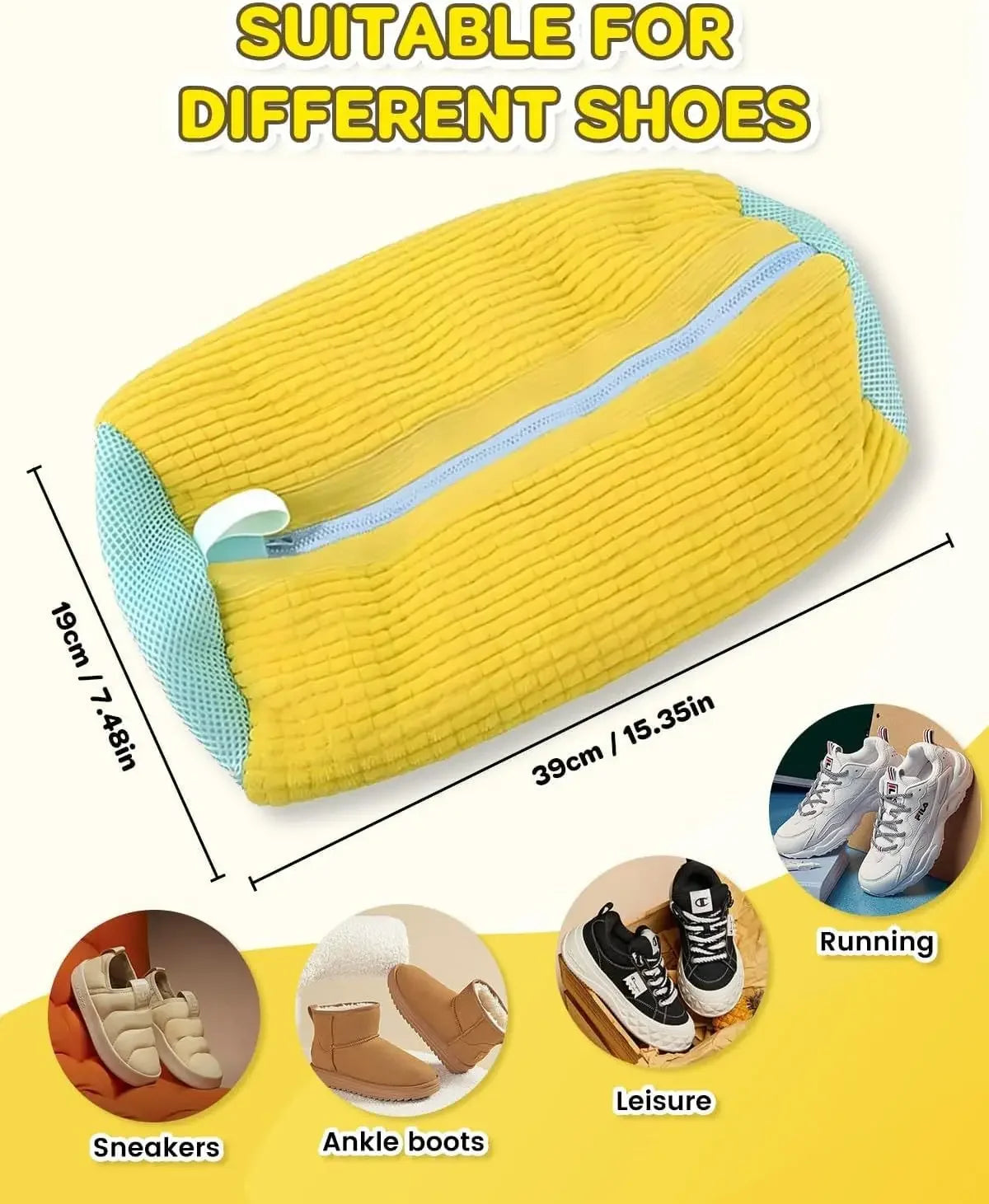 Chenille Shoe Laundry Bag – Non-Abrasive Mesh Protector for Sneaker Washing