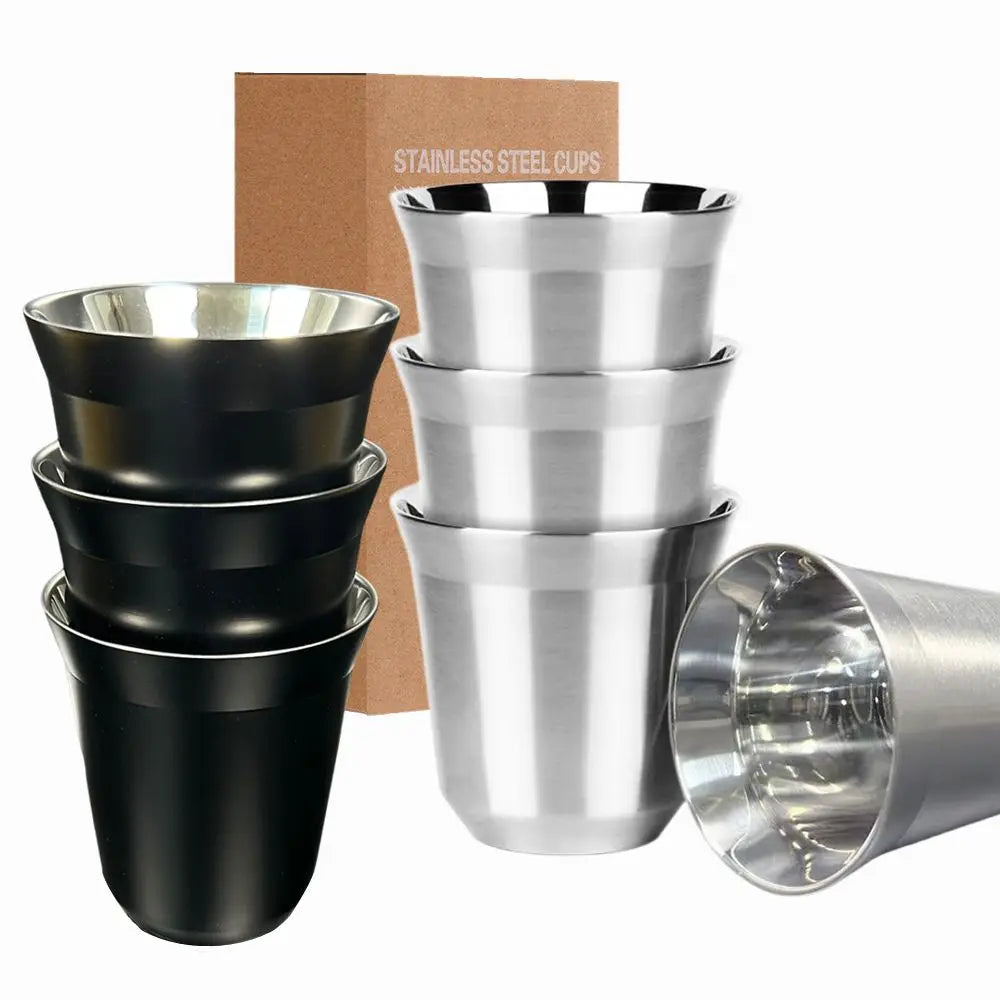 Double Wall Insulated Espresso Cups – Stainless Steel Mugs for Home and Camping