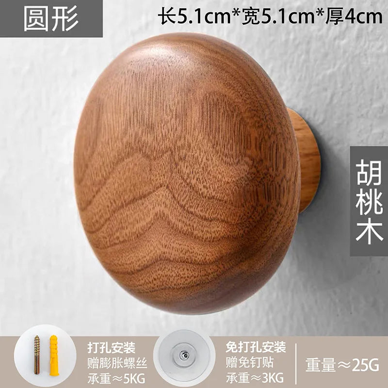 Natural Wooden Wall Hooks – Minimalist Coat and Hat Hanger for Entryway