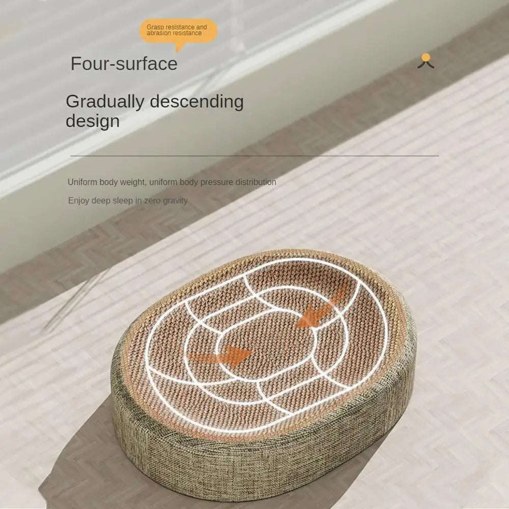 Oval Sisal Cat Scratching Bed – Wear-Resistant Pet Sleeping Mat for Cats