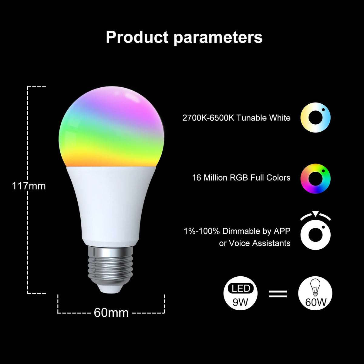 Smart LED Light Bulb – RGB Dimmable WiFi Lamp for Home Automation