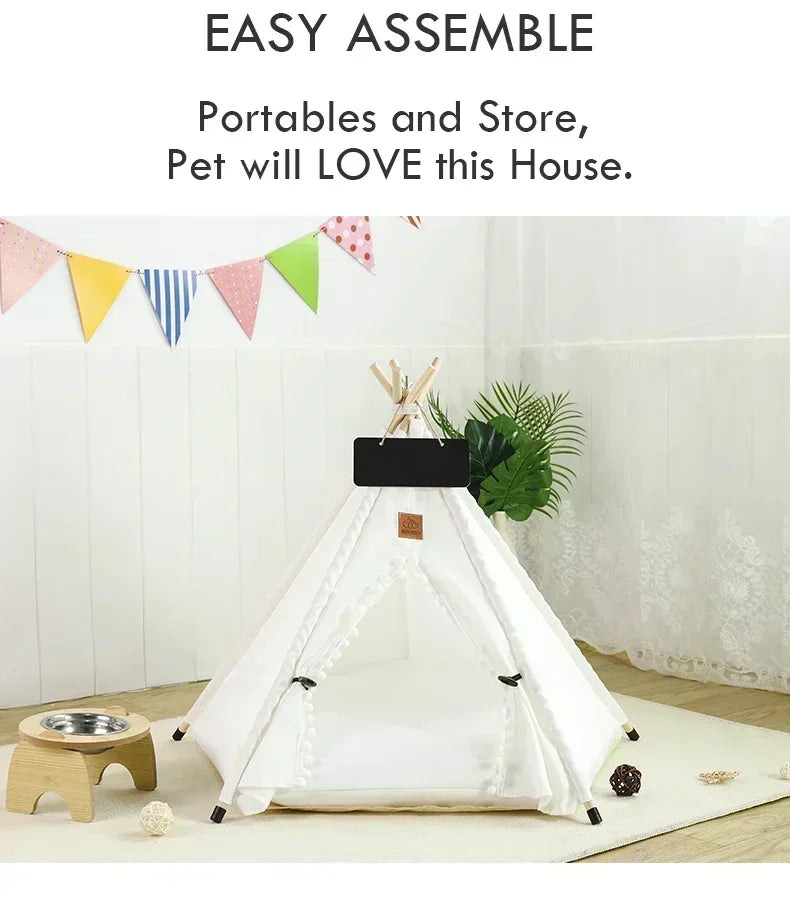 Portable Pet Teepee – Washable Indoor House for Cats and Small Dogs
