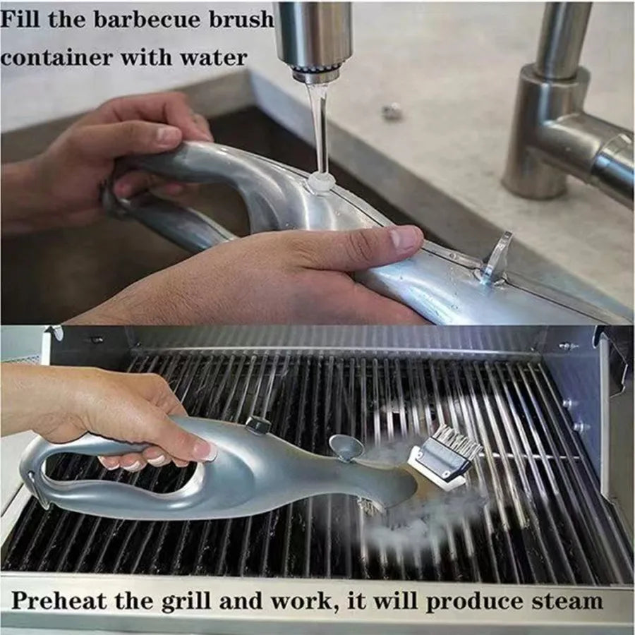 BBQ Steam Cleaning Brush – Scraper Tool for Gas and Charcoal Grills