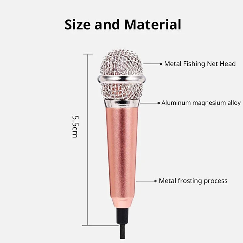 Mini Stereo Microphone – 3.5mm Handheld Mic for Phone Laptop Karaoke