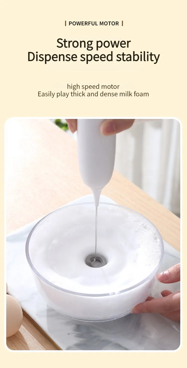 Handheld Electric Milk Frother – Automatic Kitchen Whisk for Coffee Foaming
