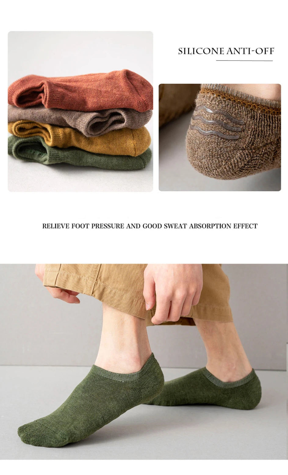 Cotton Low-Cut Ankle Socks – Breathable Casual Footwear for Men