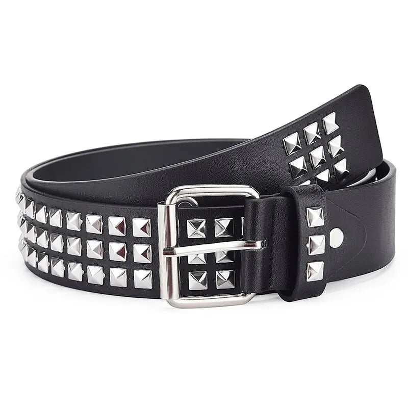 Punk Pyramid Rivet Belt – Metal Studded Hardware for Unisex Y2K Fashion