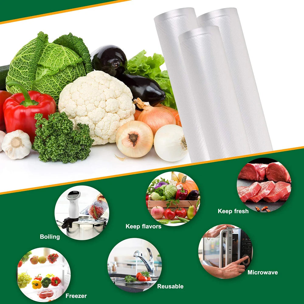 Vacuum Sealer Roll Bags – 300cm Food Storage for Kitchen Packaging
