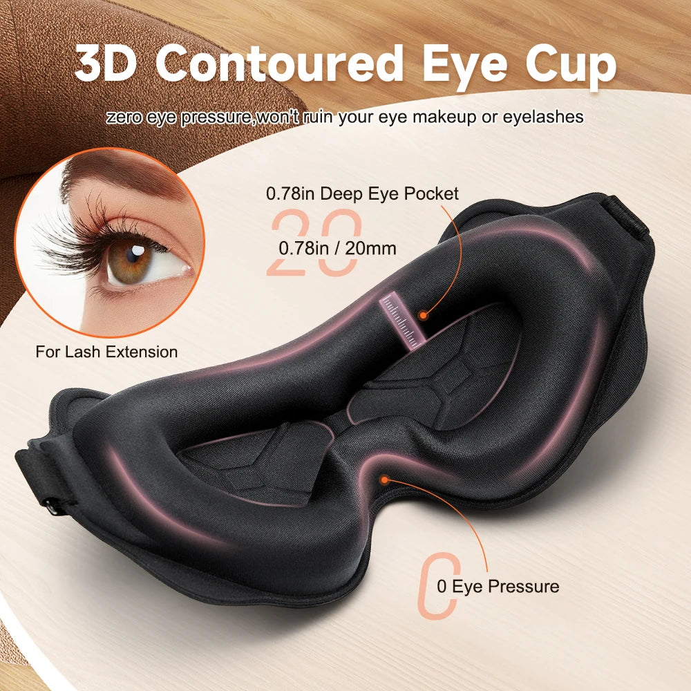 Soft 3D Sleeping Mask – Breathable Light Blocking Eyeshade for Travel