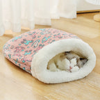Plush Cat Sleeping Bag – Thickened Fluffy Nest for Winter Pet Comfort