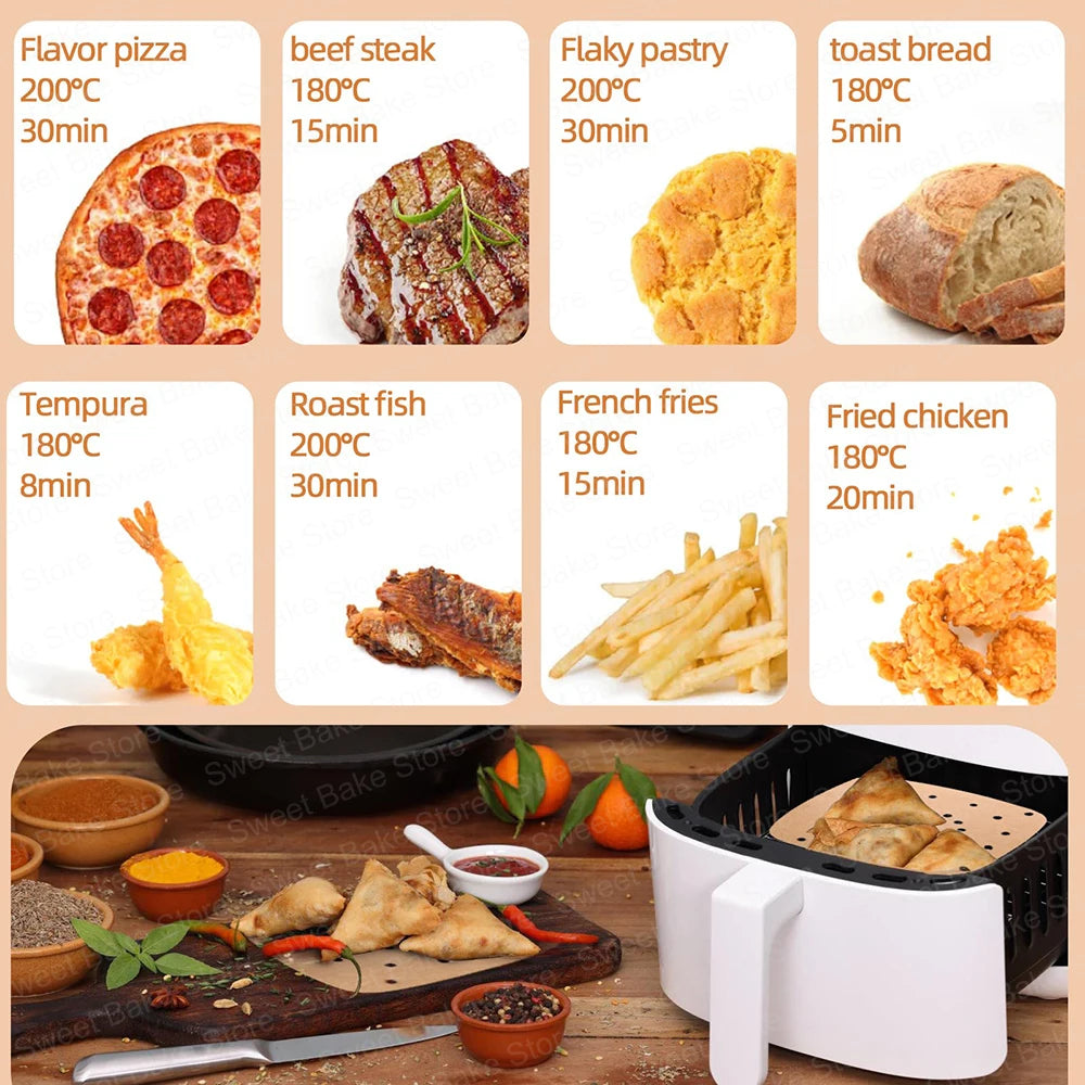 Perforated Parchment Paper – 20cm Square Non-Stick Mat for Air Fryers