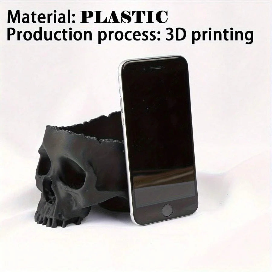3D Printed Skull Flowerpot – Gothic Hanging Basket for Home and Office Decor