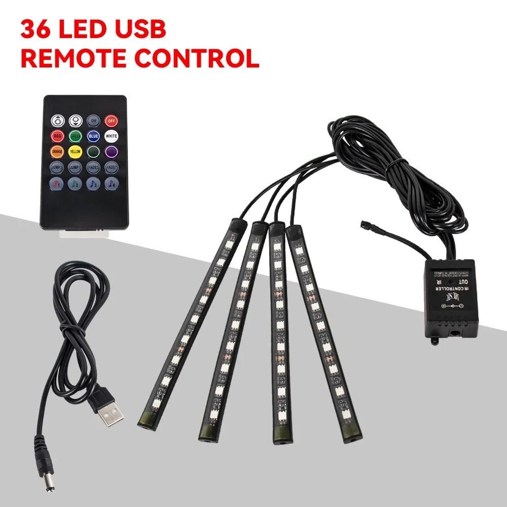 RGB LED Car Interior Light – Wireless Music Control for Auto Atmosphere