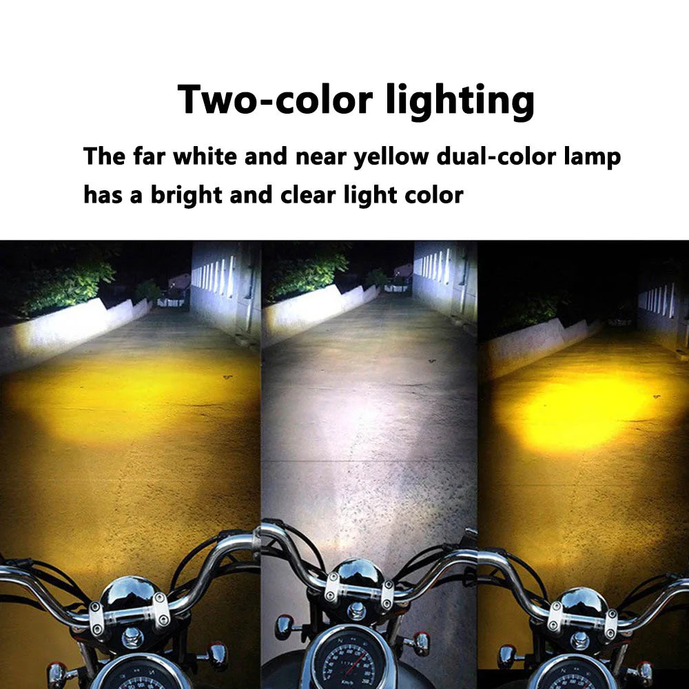 Dual Color LED Spotlights – Hi/Low Beam Fog Lamps for Motorcycles and SUVs