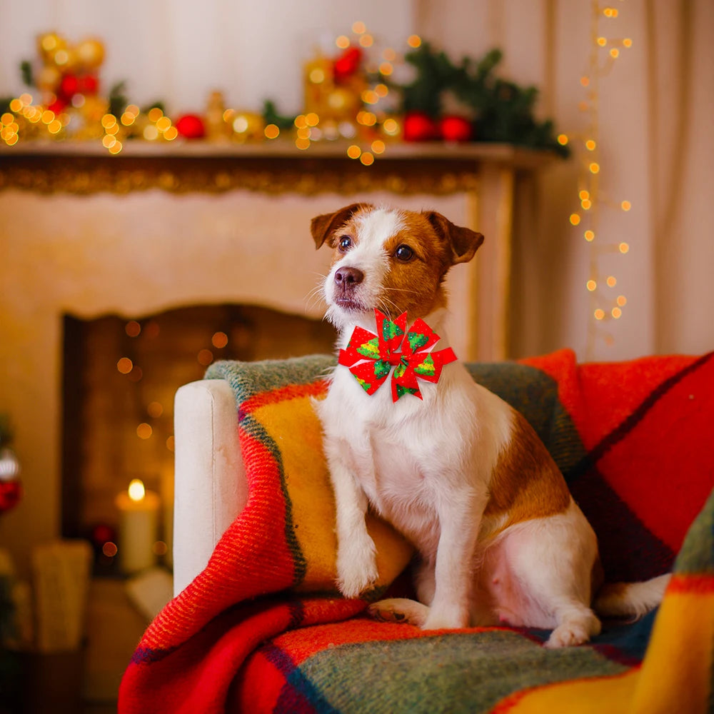 Adjustable Christmas Dog Bow Ties – Festive Holiday Pet Costume Accessories