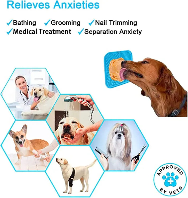 Silicone Slow Feeder Mat – Anti-Choking Pet Licking Bowl for Bath and Grooming