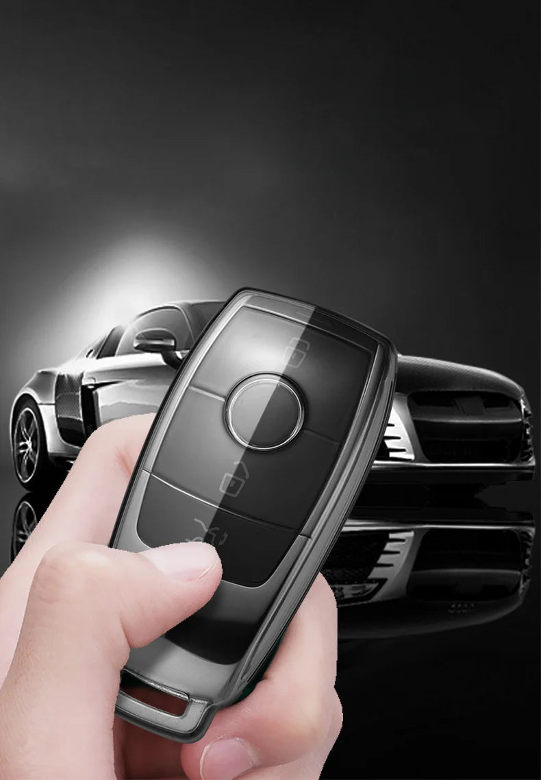 Transparent TPU Car Key Case – Protective Shell for Mercedes Benz Models