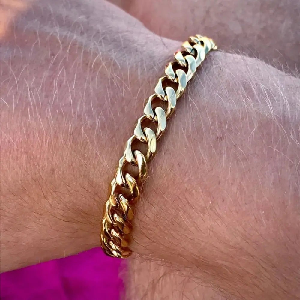 Stainless Steel Cuban Chain Bracelet – Unisex Classic Jewelry for Casual Gifts