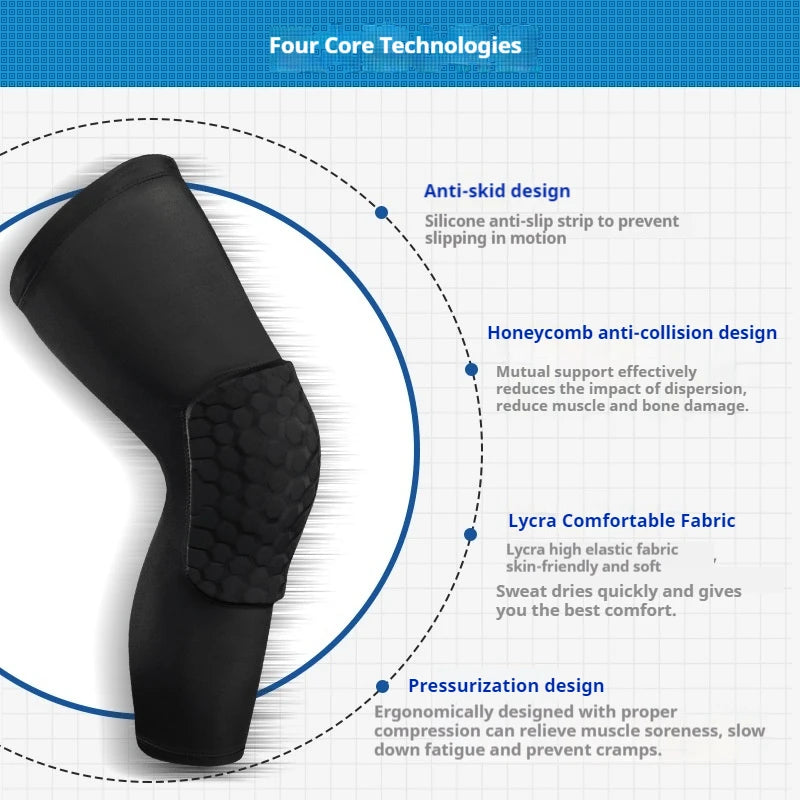 Honeycomb Nylon Knee Pads – Breathable Protective Gear for Sports and Running