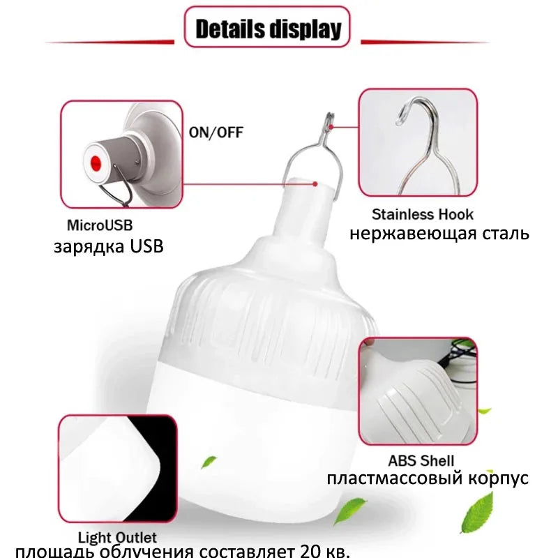 Rechargeable LED Camping Lantern – Portable Power Bank for Outdoor Tent Lighting