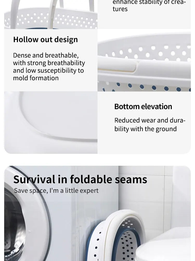 Collapsible Plastic Laundry Basket – Large Folding Storage for Home Organization