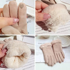 Women Suede Touchscreen Gloves – Thick Plush Lined for Winter Outdoor Wear