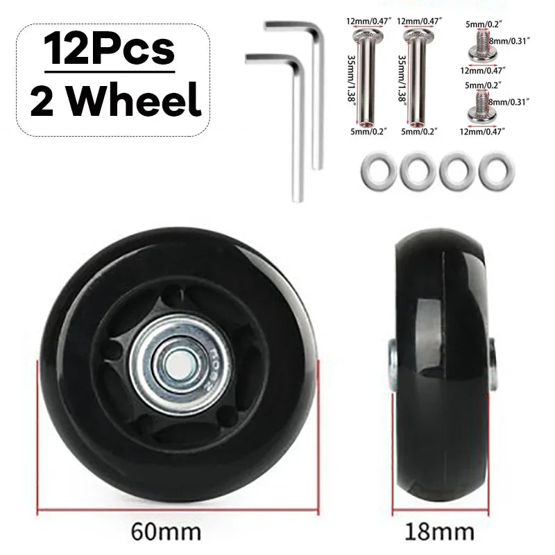 Silent Rubber Luggage Wheels – Durable Travel Bag Replacement for Repair