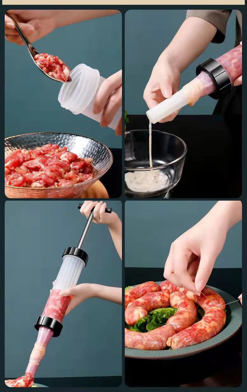 Manual Sausage Stuffer – Plastic Filling Tool for Homemade Meat Processing