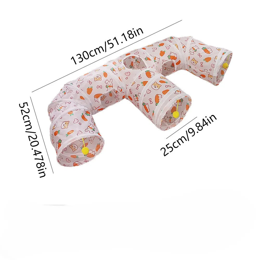 Foldable Rainbow Pet Tunnel – Multi-Exit Interactive Toy for Active Cats