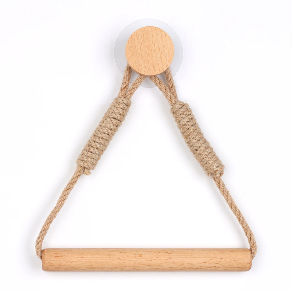 Adhesive Hemp Paper Towel Holder – Wall Mounted Rack for Bathroom Storage