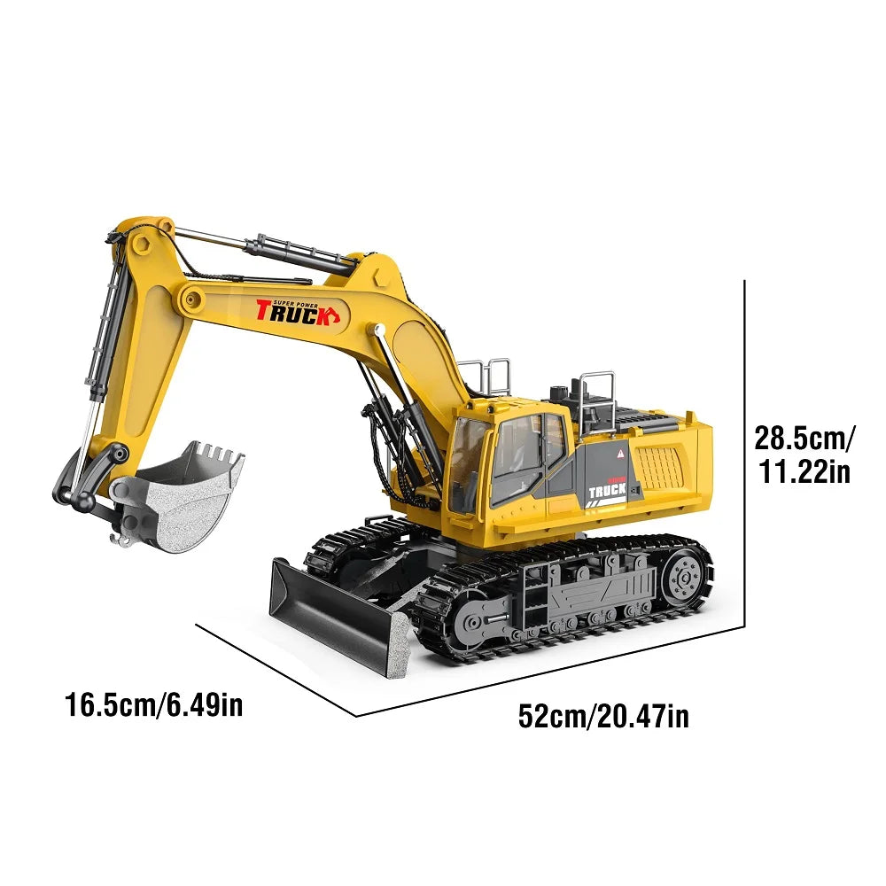 Alloy RC Excavator Toy – 2.4G Remote Control Engineering Truck for Kids
