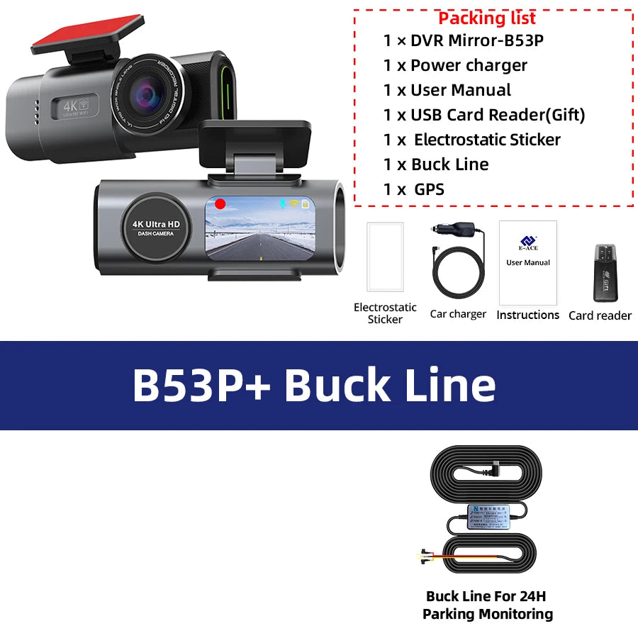 4K WiFi Dash Cam – GPS Night Vision Car DVR for Vehicle Security