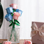 Blue Rose Building Blocks – Botanical Model Kit for Valentine's Day Gifts