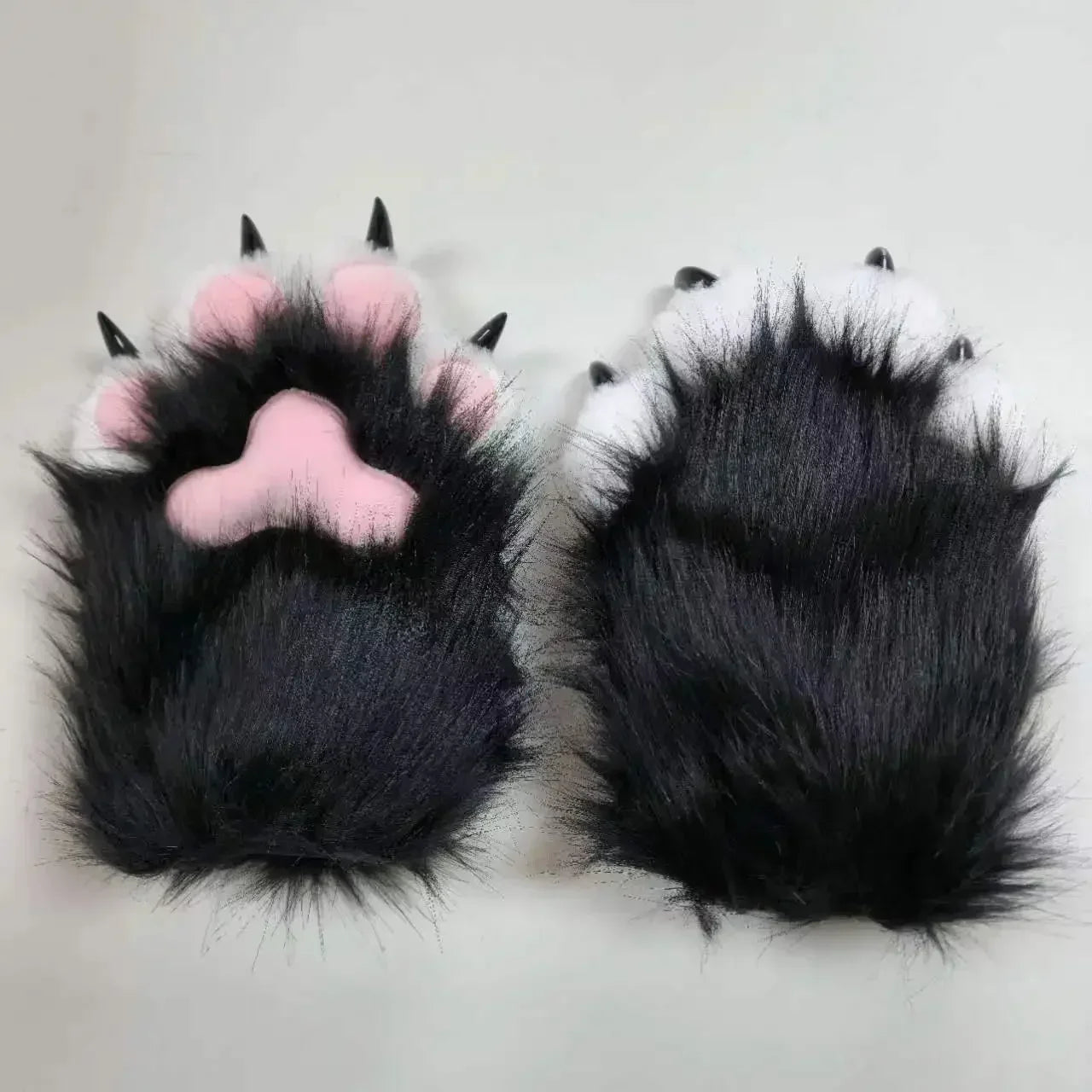 Plush Cat Paw Mittens for Furry Cosplay and Halloween Costume